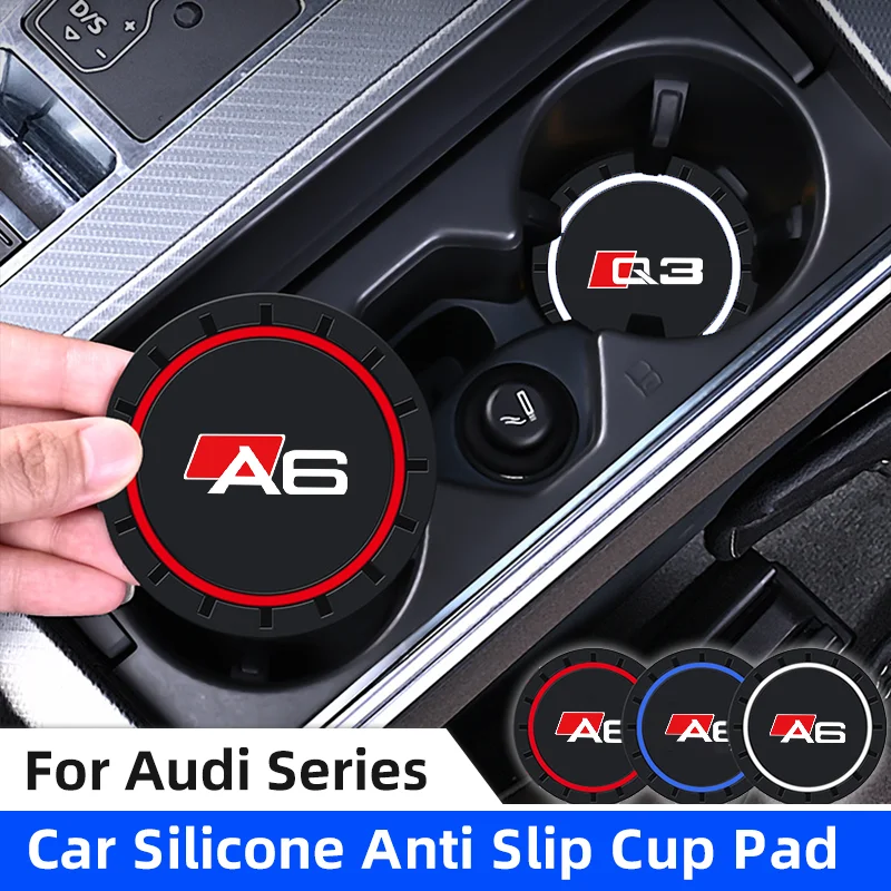 2pcs Car Cup Holder Anti Slip Insert Coasters Pads For AUDI A1 A3 A4 A5 A6 A7 A8 Q3 Q7 Q8 TT Auto Water Cup Holder Silicone Mats