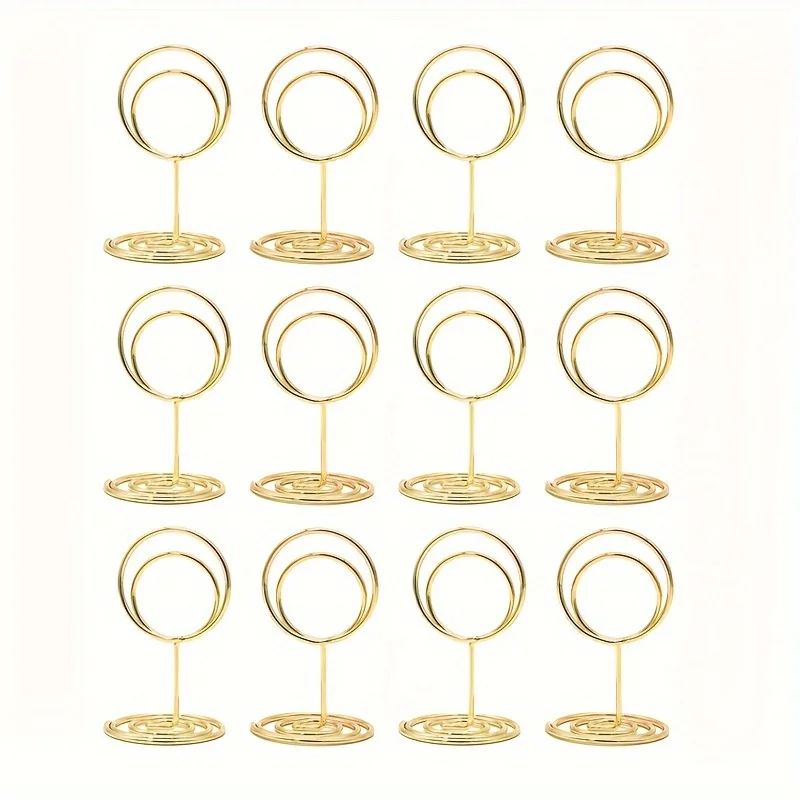 12Pcs Golden Metal Table Number Clips, Table Card & Photo Holders for Wedding, Party & Office Use