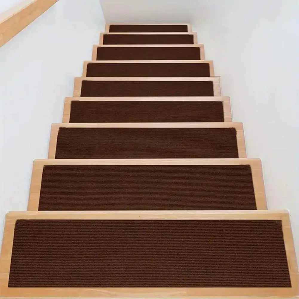 Fade-resistant Stair Carpet Non-slip Self Adhesive Stair Mat Set Washable Wear-resistant Step Rug with for Safety for Stairs