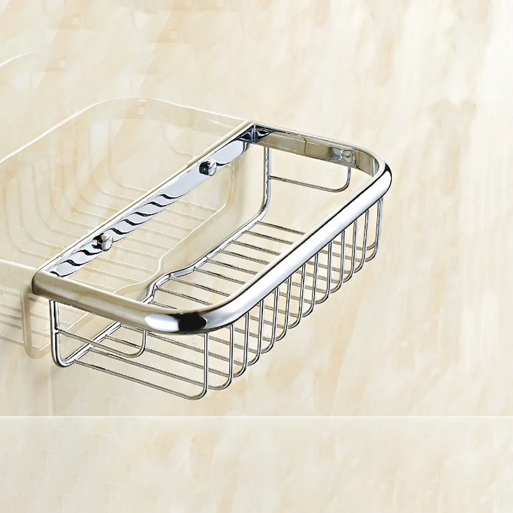 30cm Polished Chrome Brass Wall Mount Bathroom Storage & Holder Brass Shower Basket Shelf  Lba524