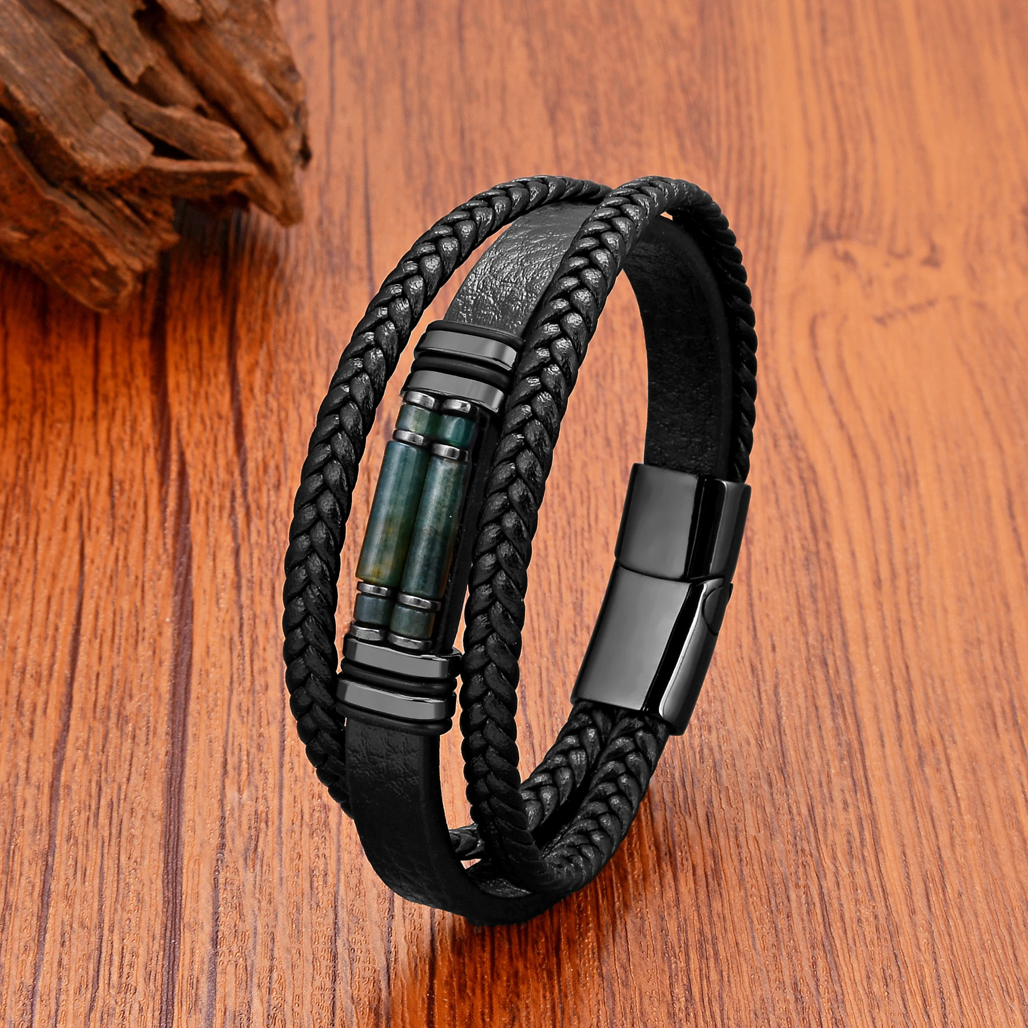 Trend Natural Stone Beads Bracelets Bohemia Jewelry Vintage Multilayer Leather Chain Friendship Bangles Boyfriend Gifts