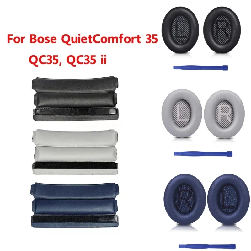 

Replacement Memory Foam Ear Pads Leather Cushions Suitable for Bose QuietComfort 35 QC35, QC35 ii Headphones Earpads Headbeam