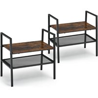 Set of 2 Storage Racks, 2 Shelves, Industrial Style Stackable Ladder Racks for Living Room, Bedroom, Kitchen and Hallway