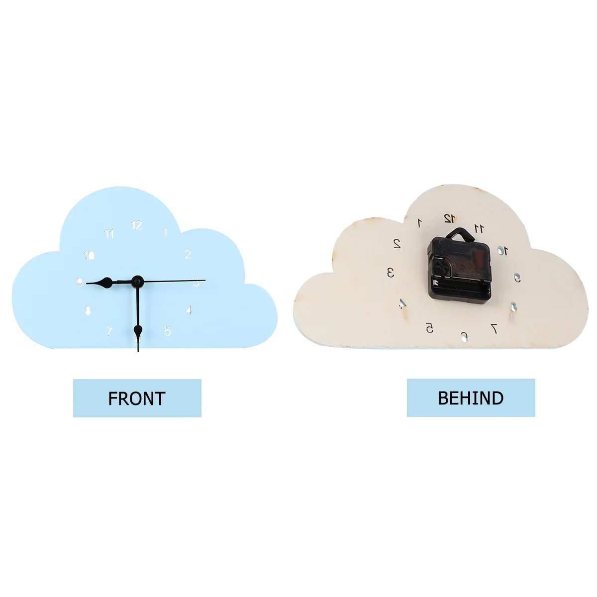 

1Pcs Nordic-Style Cloud-Shaped Clock Exposed Pointers Simple Design Premium Material Bedroom Desk Clock Blue
