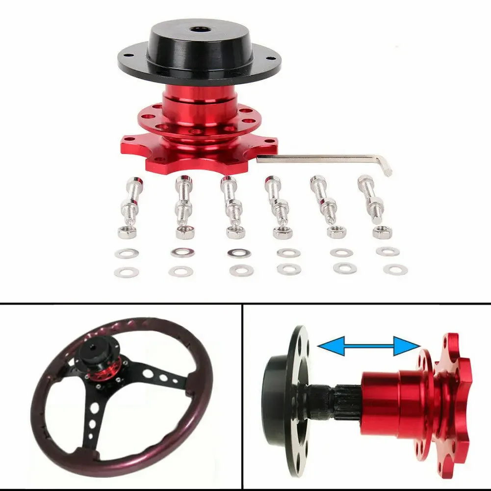 Universal Sport Steering Wheel Quick Release Utility Knife Boss Kit Red Hub Adapter