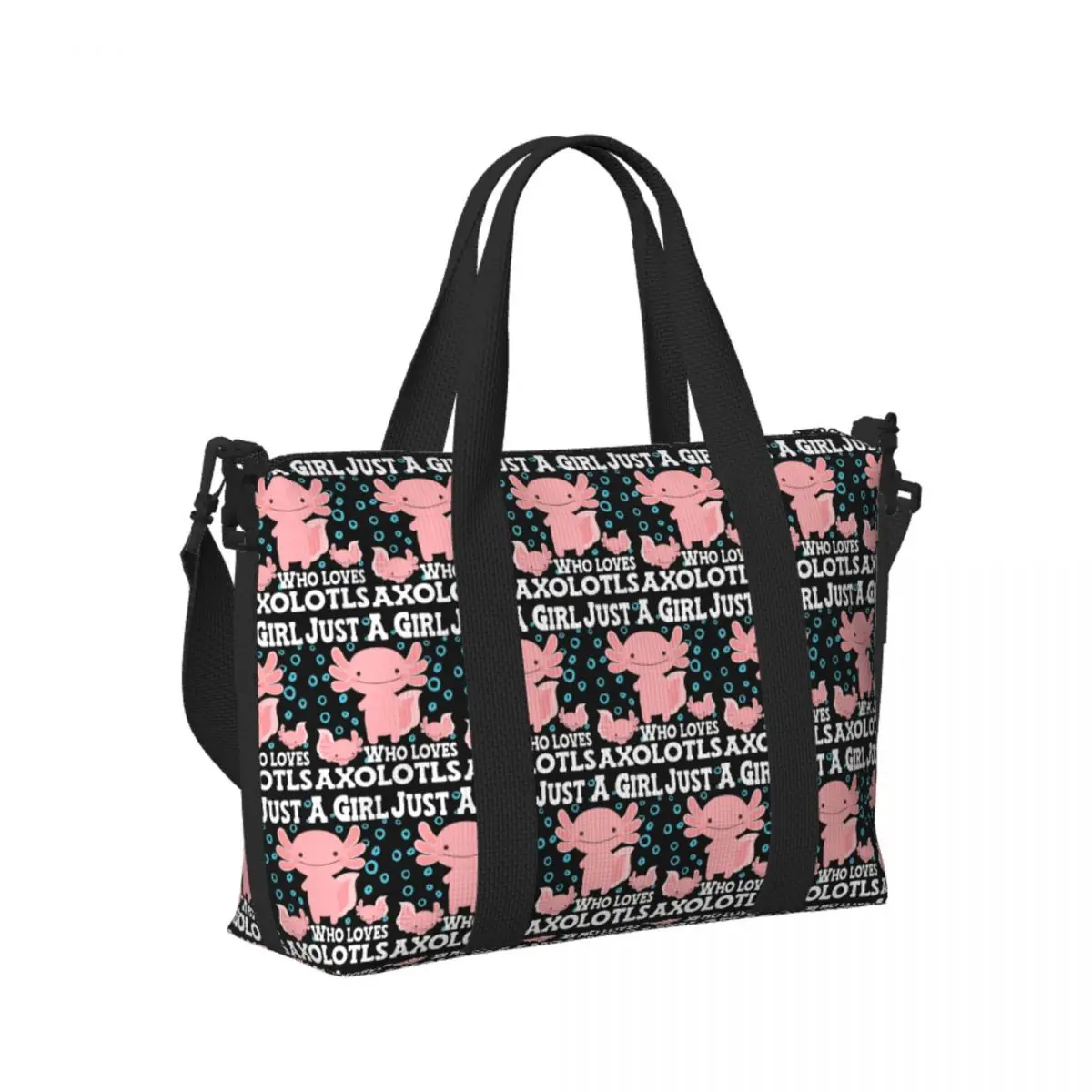 

Axolotl Cute Kawaii , Just A Girl Who Love Axolotls Beach Travel Bag Tote Bags for Gym Yoga Women Shopping Duffle Shoulder Bag