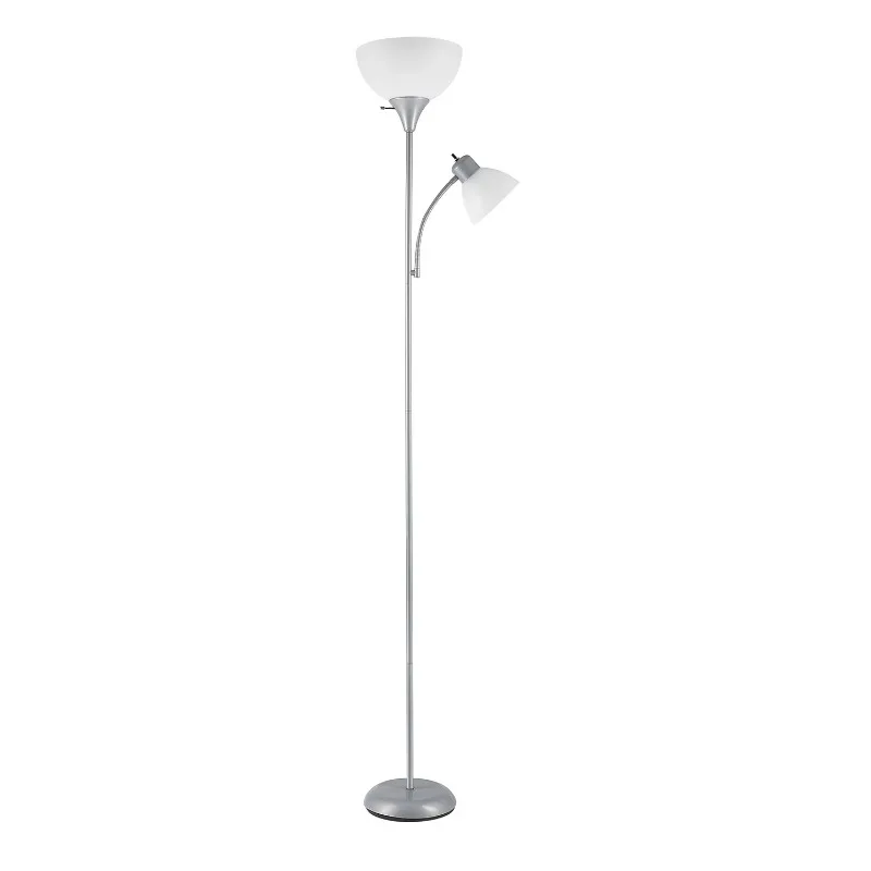 

72" Silver Torchiere Floor Lamp with Reading Light