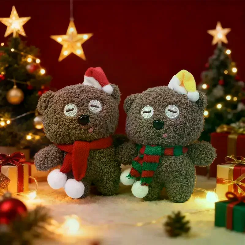 دمية دب عيد الميلاد الصغيرة الدببة الضخمة هدية الملابس حقيبة المفاتيح المعلقات الخبز الديكور قطرة عيد الميلاد الحلي طفل هدية عيد الميلاد