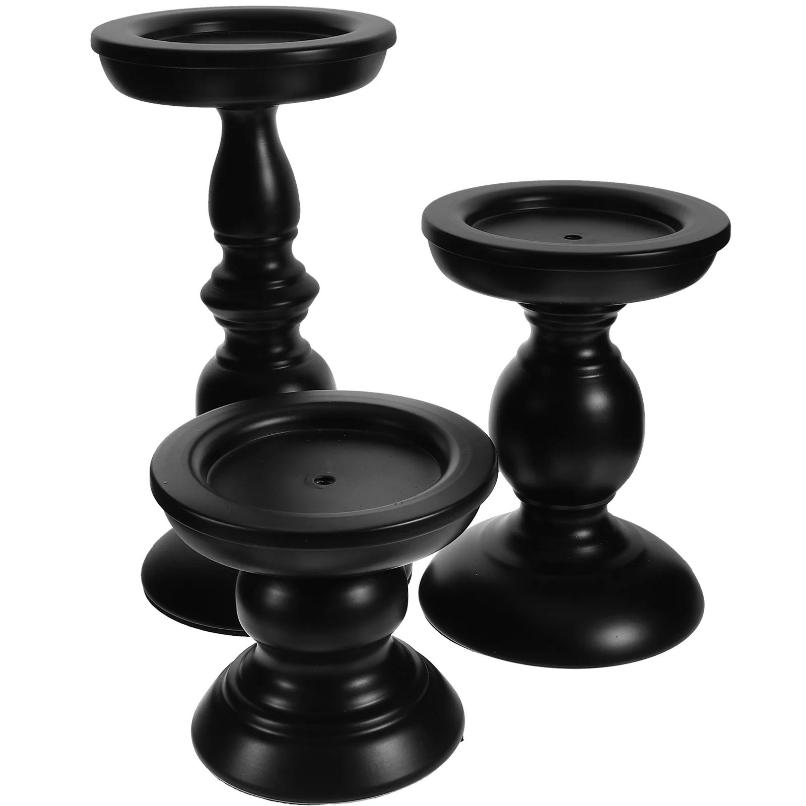 

3pcs Black Iron Holder Simple Metal Tabletop Candlestick For Home Wedding Party Vintage Pillar Stand Decorative