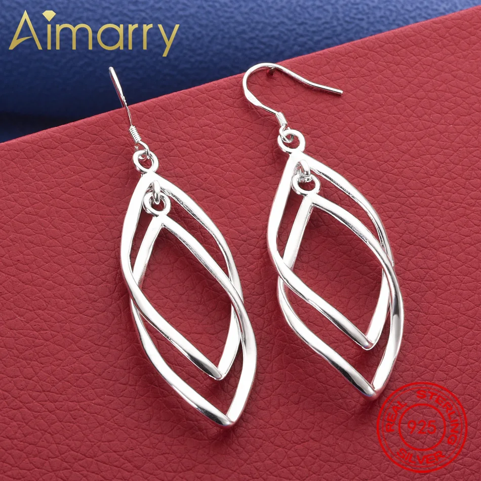 

925 Sterling Silver Double Rhombus Drop Earrings For Women Creativity Gifts Street All-match Party And Daily Wear