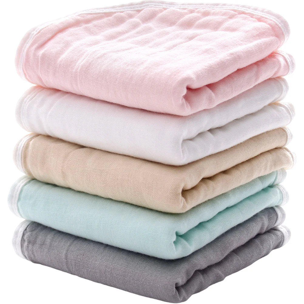 

5 шт. детских салфеток-пеленок из хлопка для новорожденных, младенцев и малышей, впитывающие слюну, моющиеся, для защиты во время кормления, одеяла для выгула