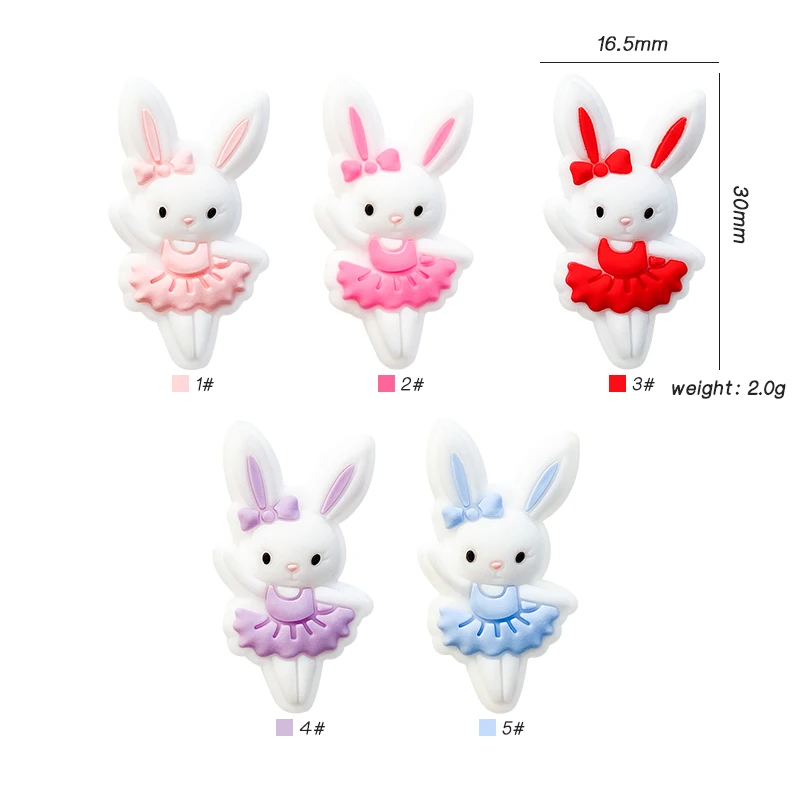 10 Stück Baby Silikon Cartoon Tier Neue Hasen-Perlen Lebensmittelechtes Baby Silikon Beißspielzeug BPA-frei DIY Schnullerketten-Zubehör