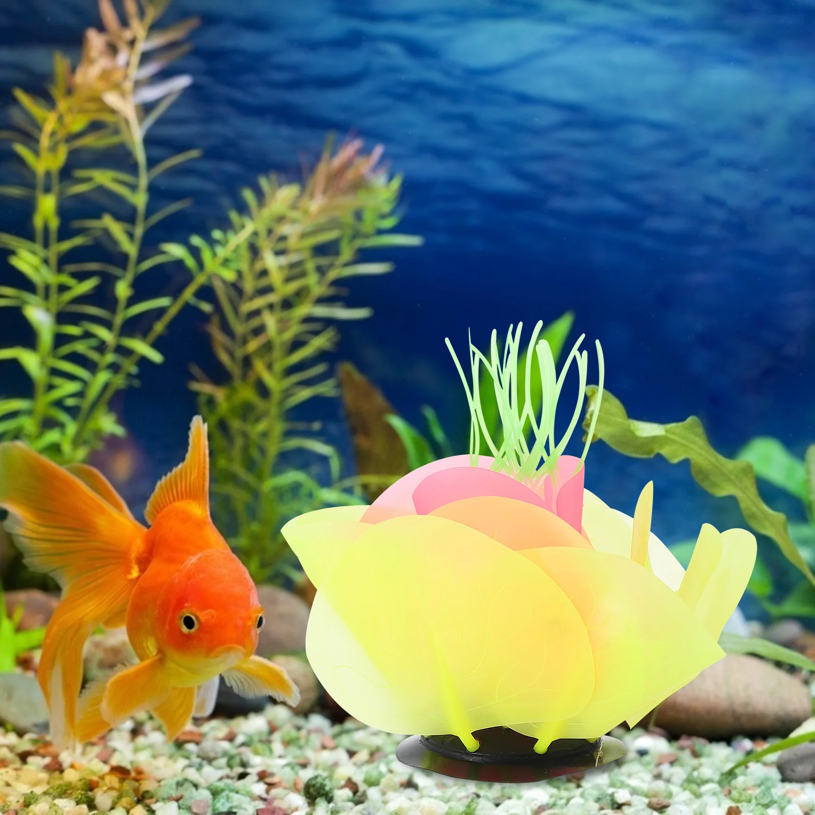 

Creative Aquarium Flower Ornament Colorful Artificial Water Lily for Fish Tank Decoration Lifelike Silicone Aquatic Plant