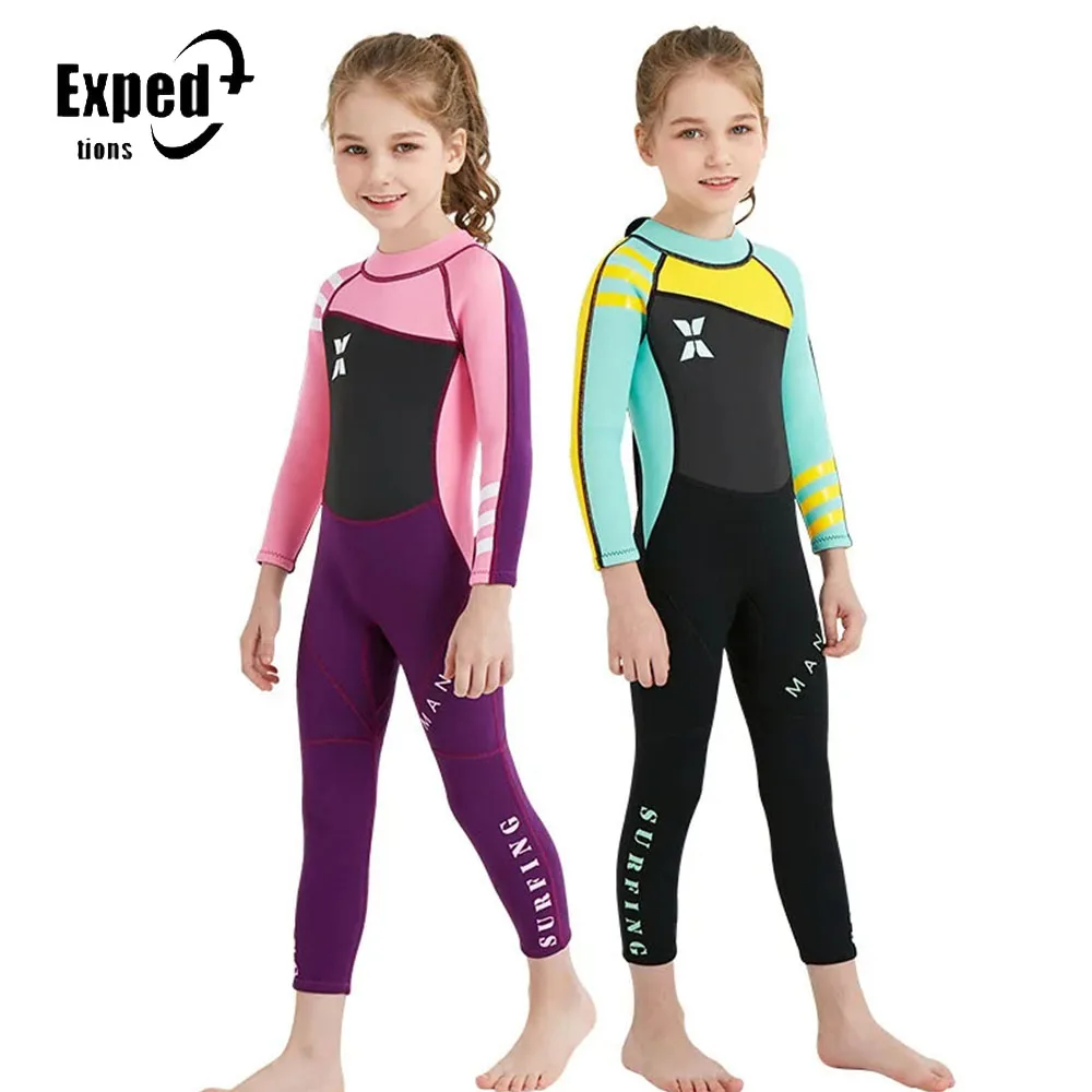 

2.5MM Neoprene Cute Girl Thermal Wetsuits Children Full Body Diving Suits Surf Swimwear Sunscreen Keep Warm Clothing