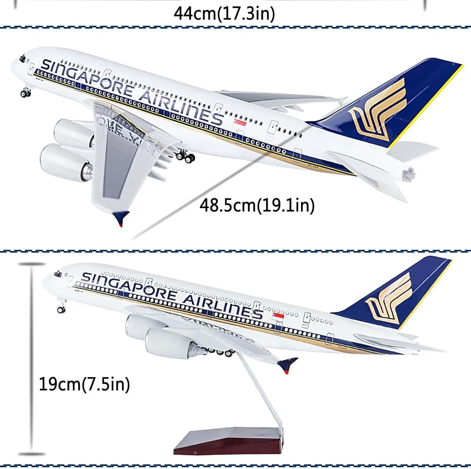 

For Singapore Airlines A380 Model Plane Resin Toys Aircraft For Children 1/160 Scale Plane With Led Lights And Wheels Gift By