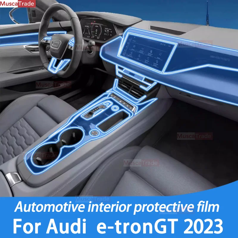 

For Audi e-tronGT 2023 Car Interior Center Console Transparent TPU Protective Anti-scratch Repair Film Refit