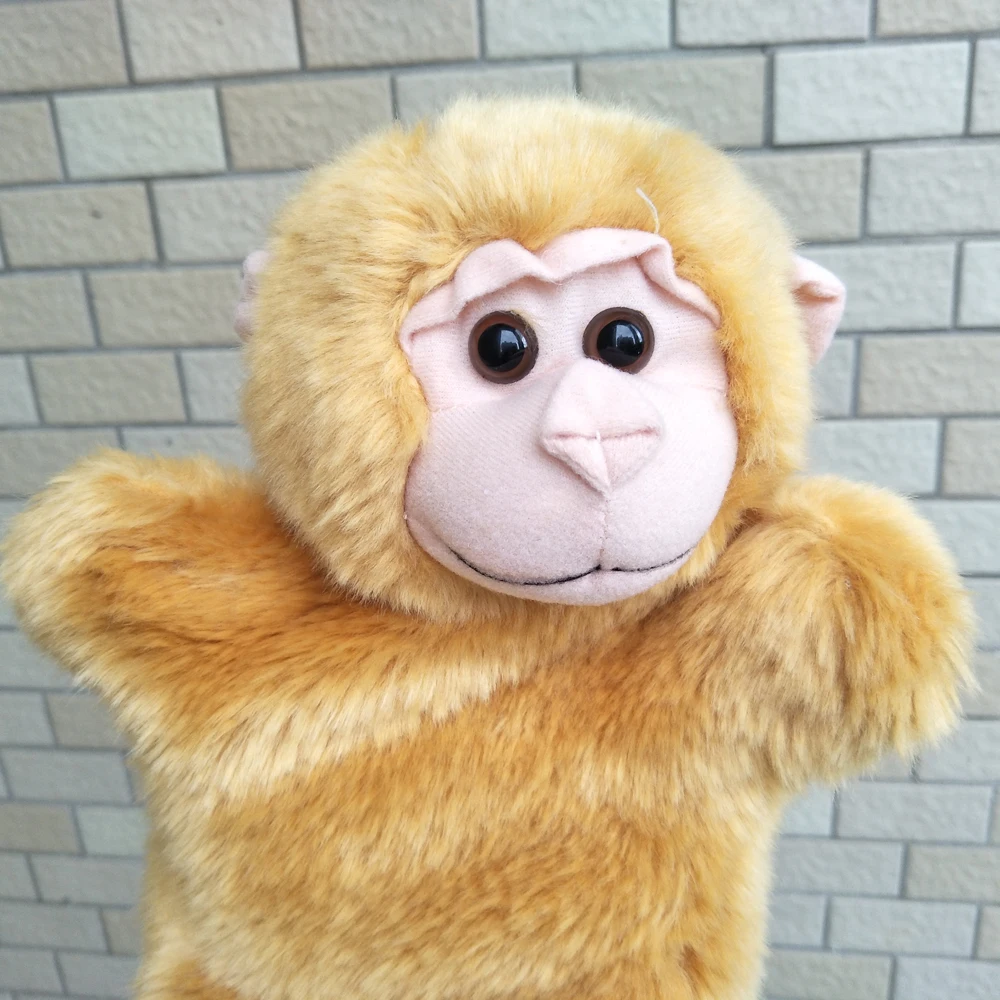 Bebê infantil café macaco mão fantoche brinquedo de pelúcia animal
