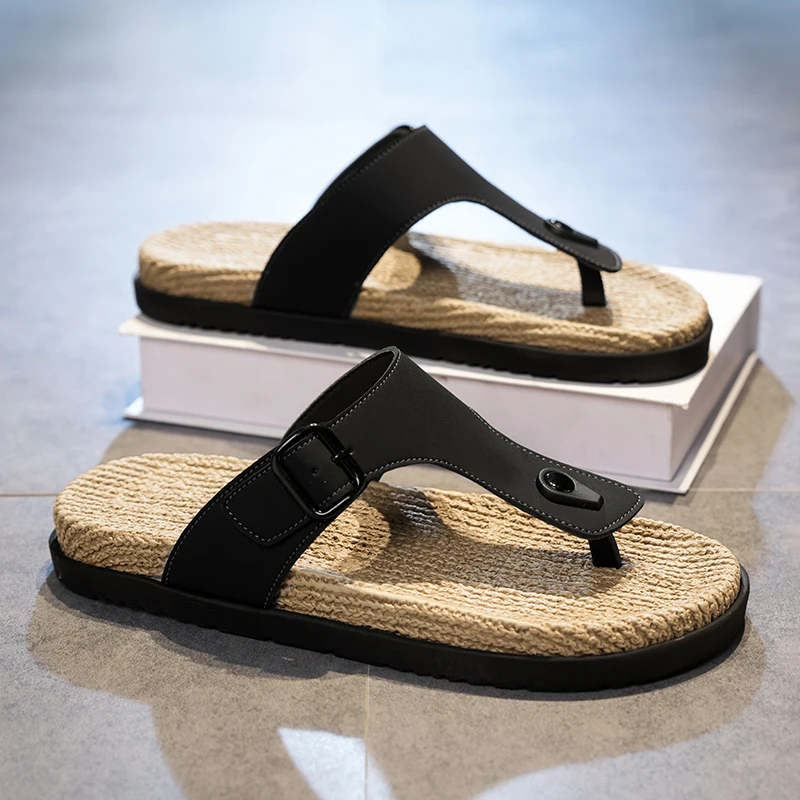 

Men's Frosted Cork Casual Flip Flops Slippers Fashion Youth Breathable Sandals Comfortable Refreshing Summer Outdoor Beach Shoes