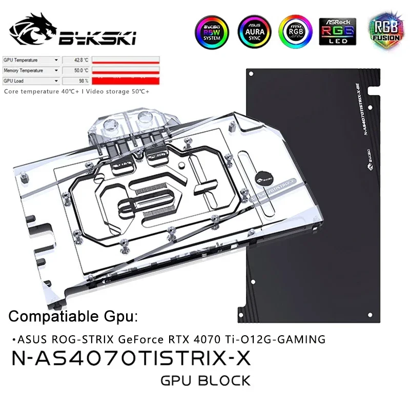 

Bykski GPU Water Block for ASUS ROG STRIX GeForce RTX 4070 Ti 12G GAMING Graphics Card,Copper Cooling Radiator,N-AS4070TISTRIX-X