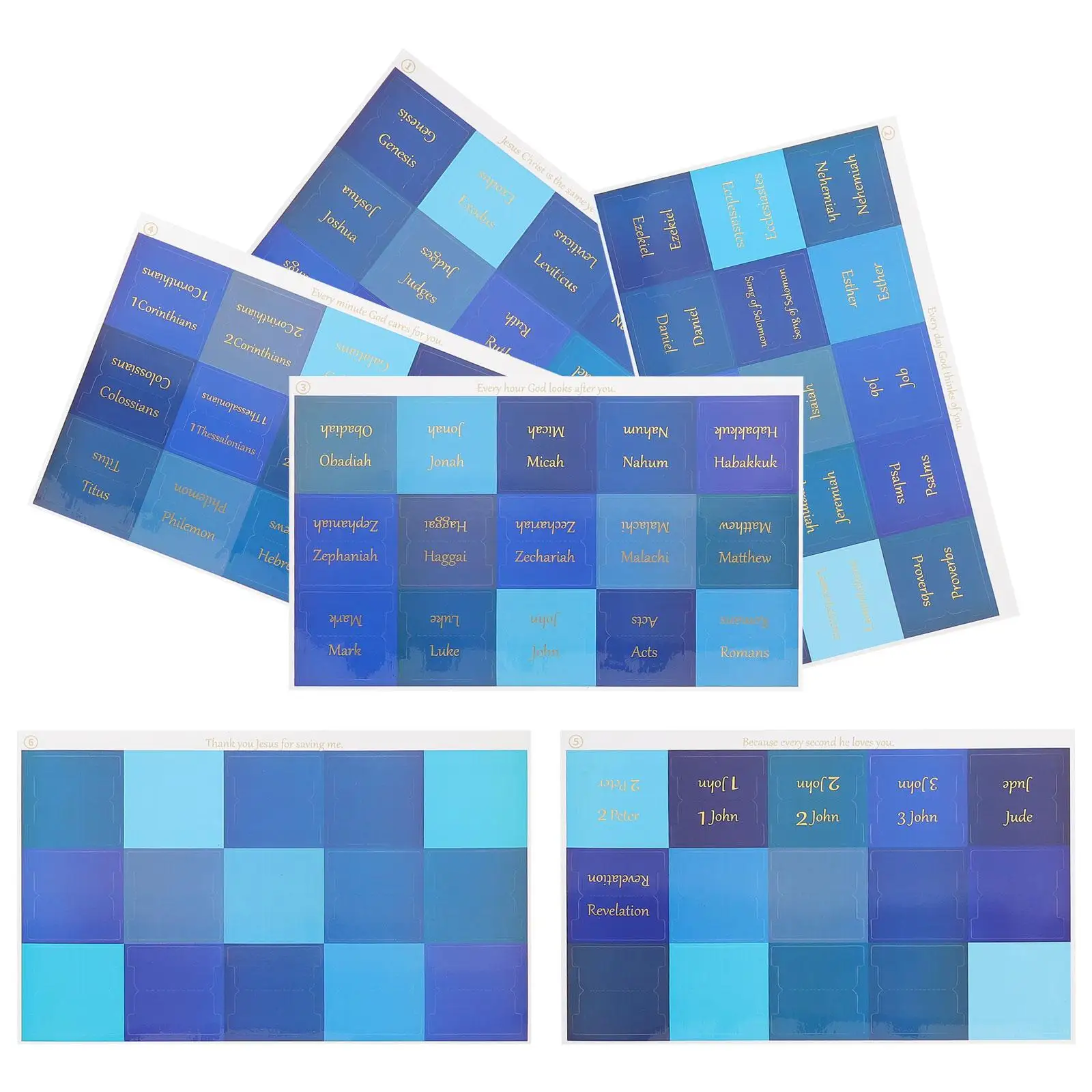 

6 Sheets Monthly Planner Tabs Self Adhesive Stickers Blue Gold Foil Book Page Markers Decorative Labels for School
