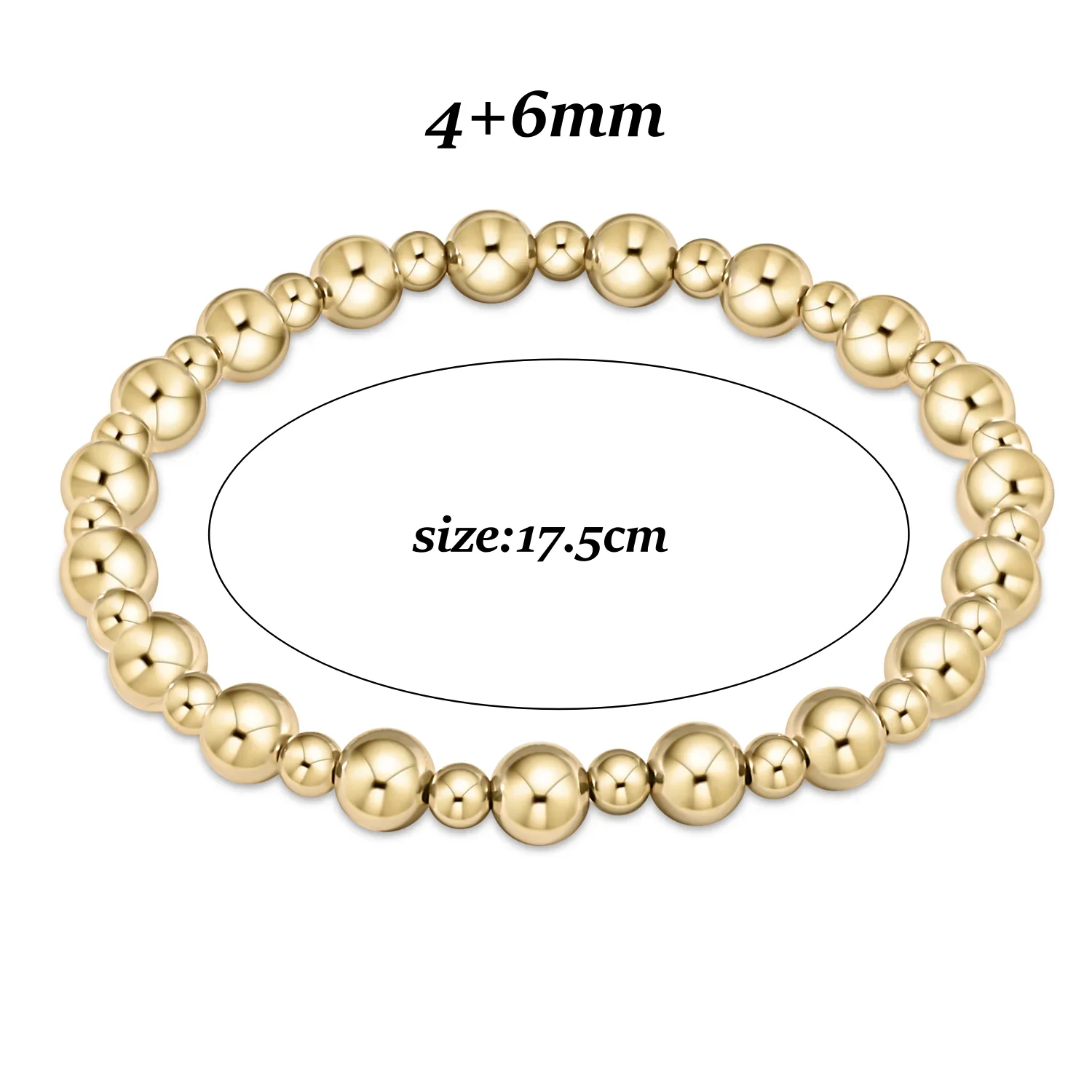Goldperlen-Stretch-Armbänder für Damen, 18K vergoldet, stapelbar, modischer Schmuck, trendiges Accessoire für Party und Alltag. – Detail 11