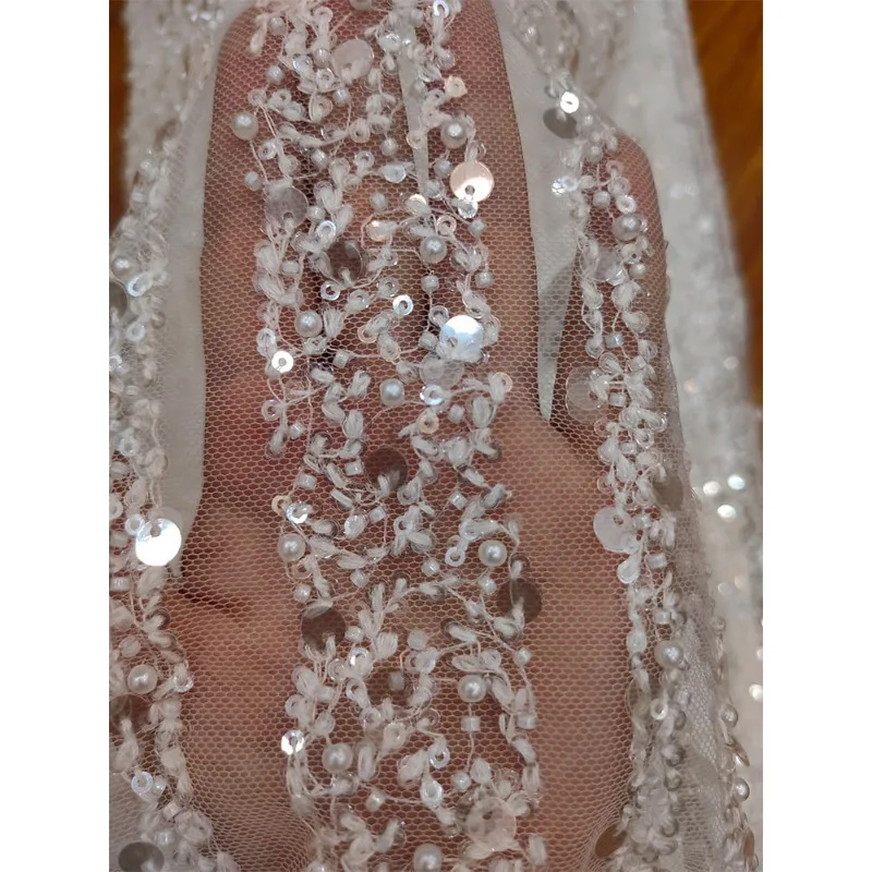 new-high-quality-striped-tassel-sequin-nail-bead-lace-mesh-handmade-wedding-dress-women's-formal-dress-lace-clothing-accessories