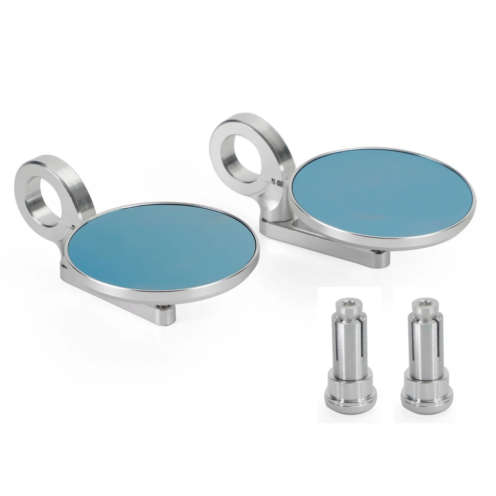 Pair Rear View Round BAR End Mirror 7/8
