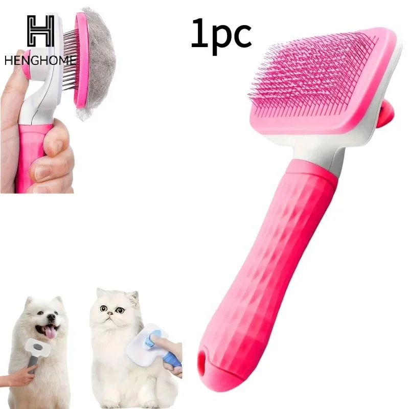 Easy Clean Pet Grooming Brush One Click Hair Removal Self Cleaning Button Special For Cats And Dogs All Seasons Available