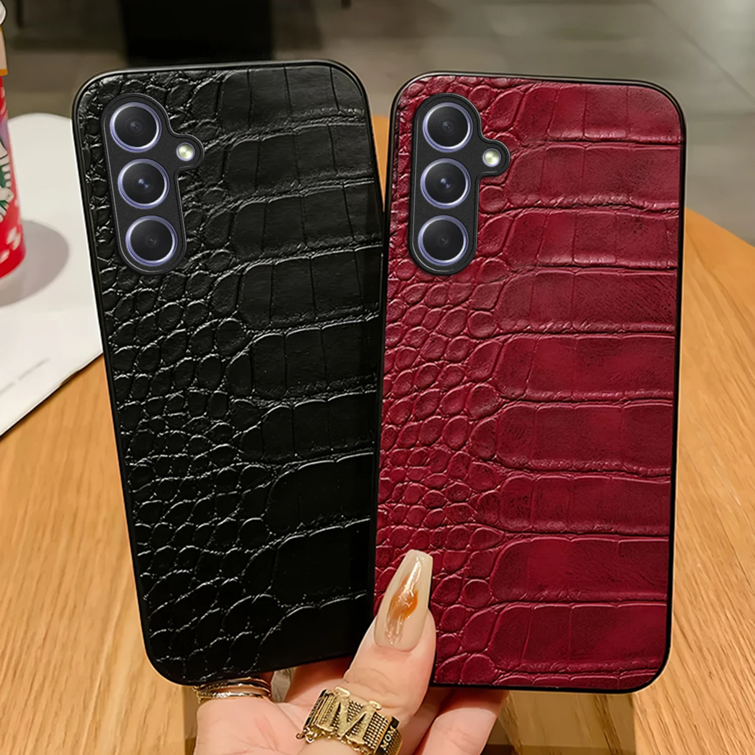 2024REDVAG for Samsung Galaxy A55 A35 5g Case Luxury Leather Shockproof Phone Lens Protection A55 A35 Alligator Skin Cover Cases