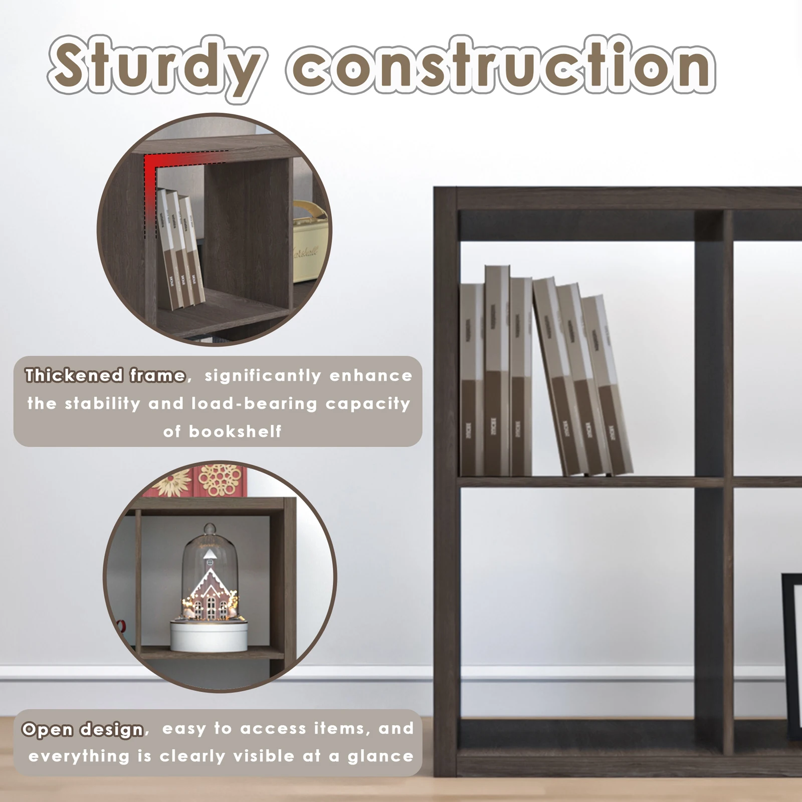 2026 Wooden Thick Frame 4 Cube Storage Organizer Shelf with Anti-Tipping Kits, Reversible Open Back, Horizontal & Vertical Dual-Use. Ideal for Home, Office, Bedroom, Kitchen and Living Room (White, Chocolate Black, Light Coffee, 11 Inch)