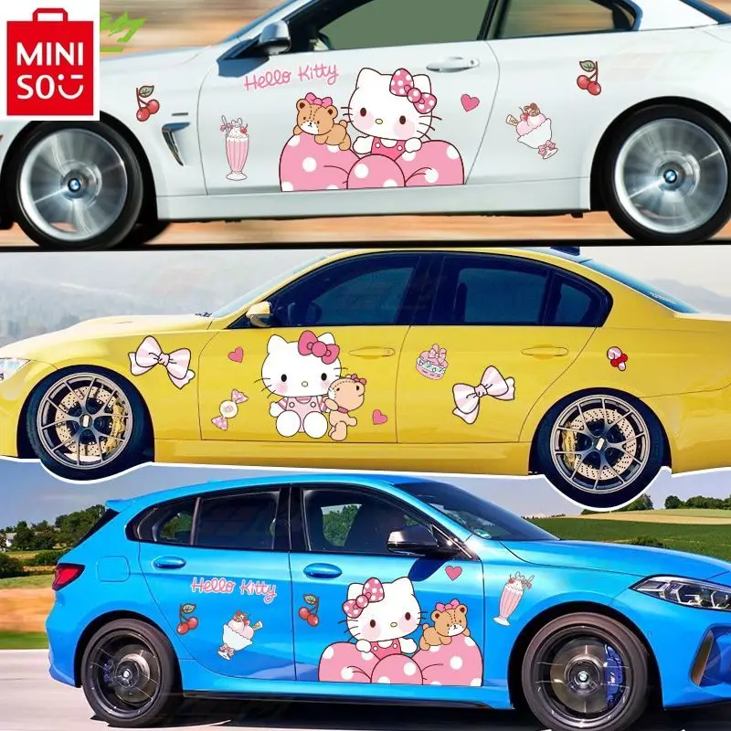 

MINISO 2024 new Hello Kitty cartoon car creative personality waterproof and scratch resistant body decoration Accessories