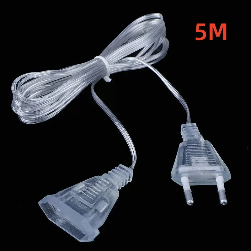 3M 5M Power Plastic Verlengsnoer voor EU Plug LED Vakantie Lichtslinger Verlenging Standaard Thuis Transparante Kabel Verlengdraad