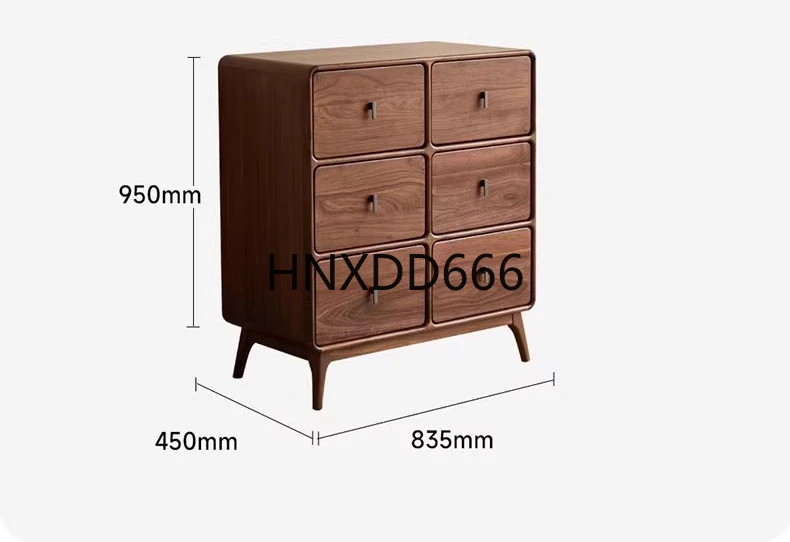 

Black walnut six-chest cabinet bedroom home storage locker