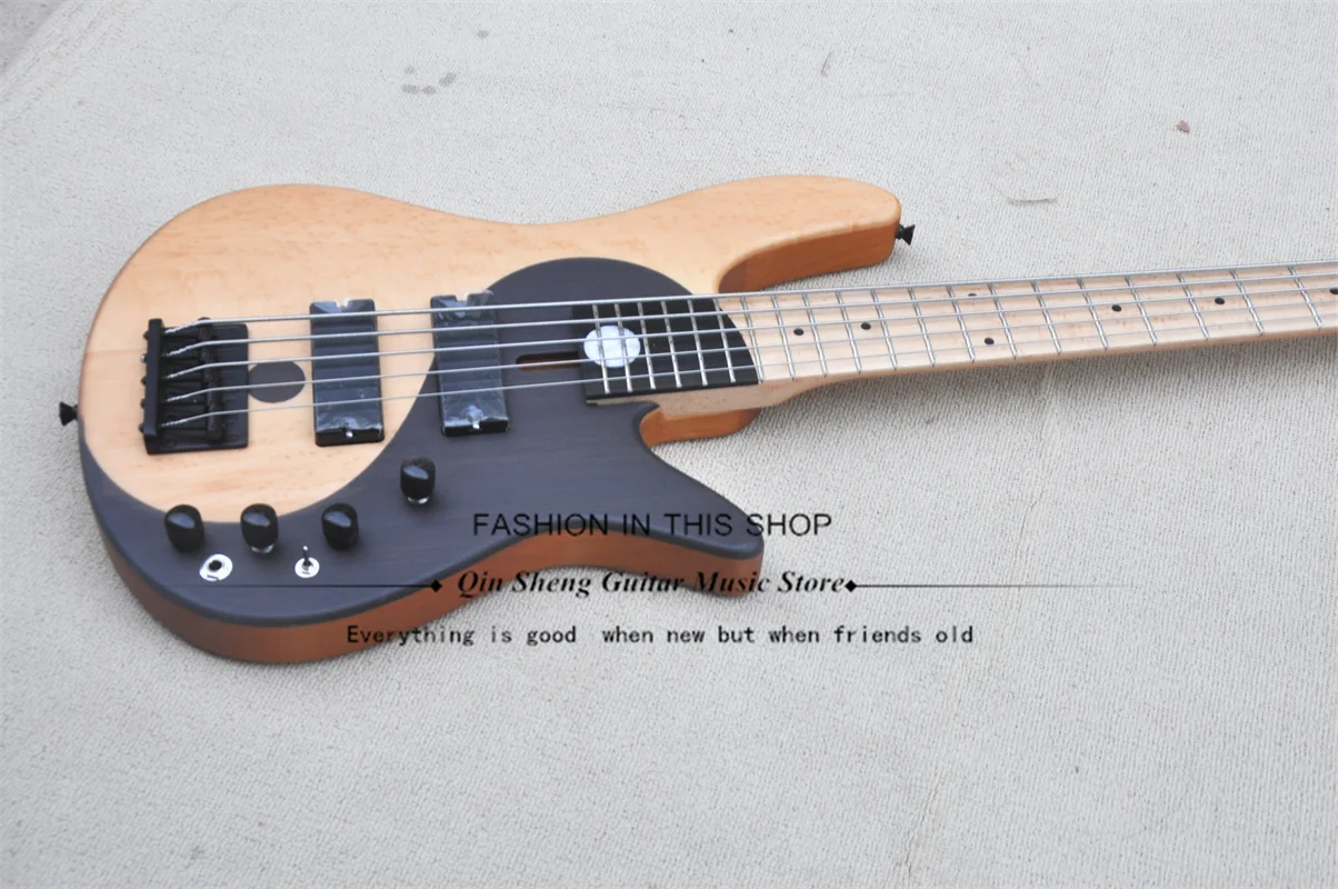 5 Strings Bass Taiji Bass Birdeyes Solid Wood Top Ald Wood Body Birdeys Neck Rosewood Top Matte Natural Bass