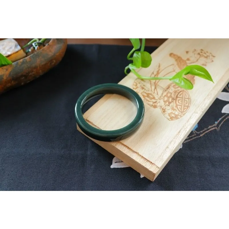 Natural Hetian Green Jade Bangle Square Design Unisex Couple Gift Authentic A-Grade Hard Jade Bracelet Charm Jewelry