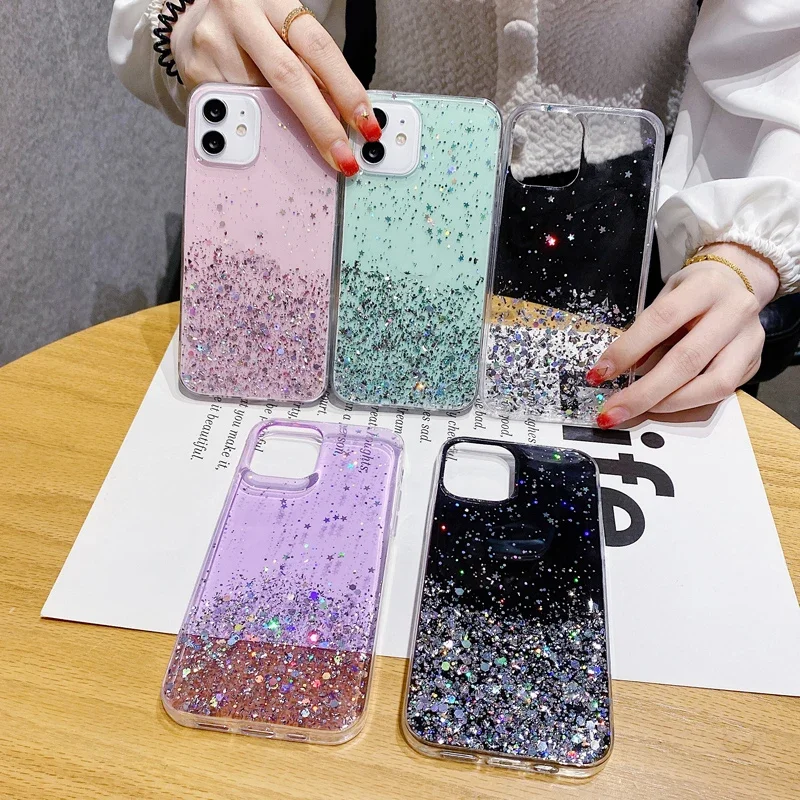 Capa Glitter para Xiaomi Redmi Note, Capa Bling Cristal Macio, Moda de Luxo, 13Pro Plus 12 12C 12S 11 11S 10A 10C POCO X3 M6