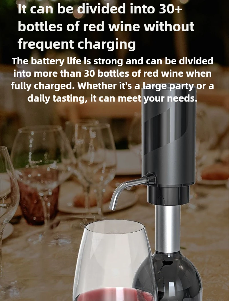 전기 레드 와인 디캔터 2-in-1 충전식 원 버튼 고속 디캔터 소형 새 와인 디스펜서 TYPE-C