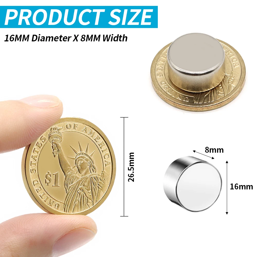 16x8mm Super Strong Round Magnets For Fridge, DIY Projects, Science & Office Use Tool Part Refrigerator Magnet 16*8