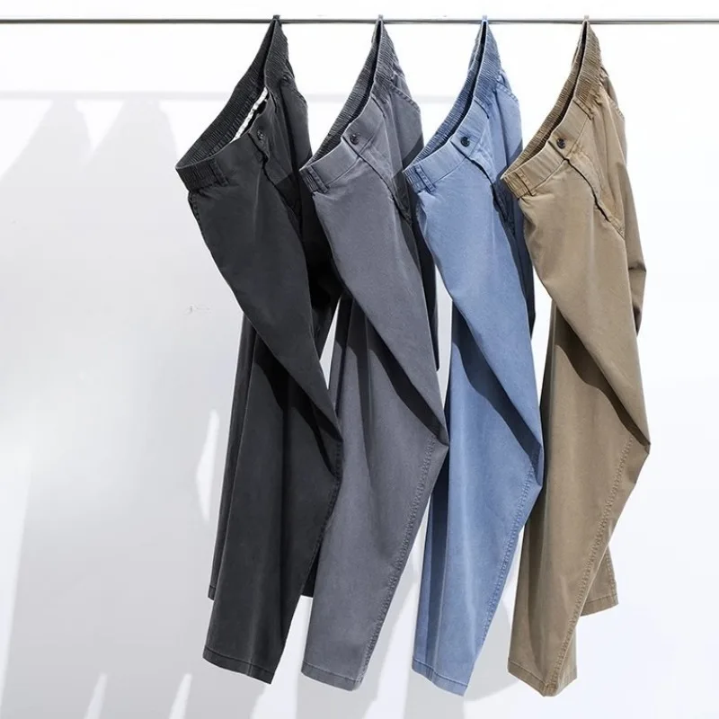 

Летние ультратонкие джинсы, мужские дышащие модные брендовые свободные широкие брюки для мужчин, повседневные универсальные брюки из ледяного шелка