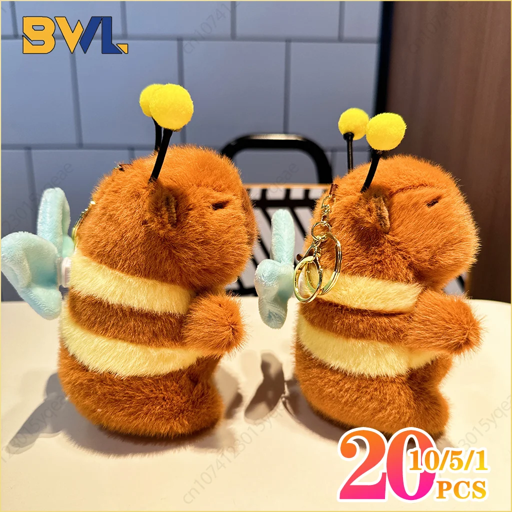 Cute Cartoon Capybara Pendant Capybara Drawing Jitterbug Wings Bee Water Dolphin Keychain  Plush Bee  Doll Bag Hanging Ornaments