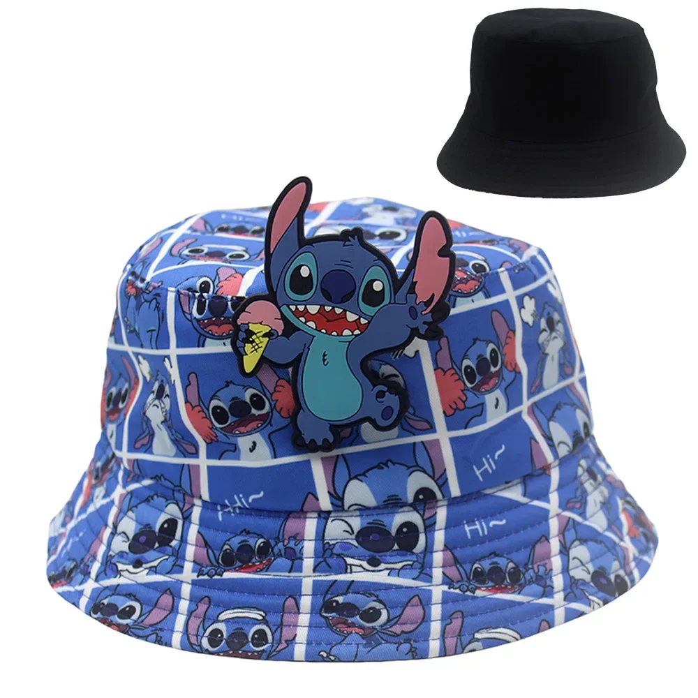 Disney\'s New Big Ears Cute Stitch Printed Fisherman Hat Anime Cartoon Peripheral Sunshade Hat Double Personality Creative Hat