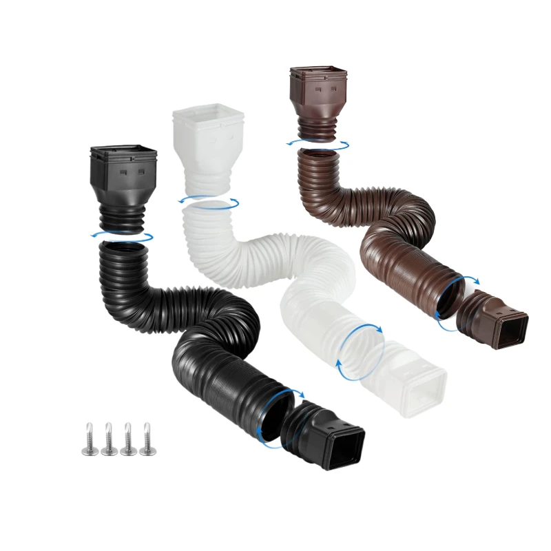 Flexible Retractable Downspout Extension, Adjustable Rain Gutter Rainwater Drainage Extender Including Installation Screws
