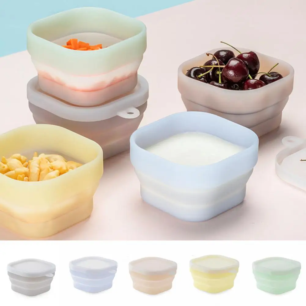 Convenient Foldable Bowl Food Grade Foldable Food Bowl Strong Sealing Freezer Safe Silicone Collapsible Bowl  Multifunctional