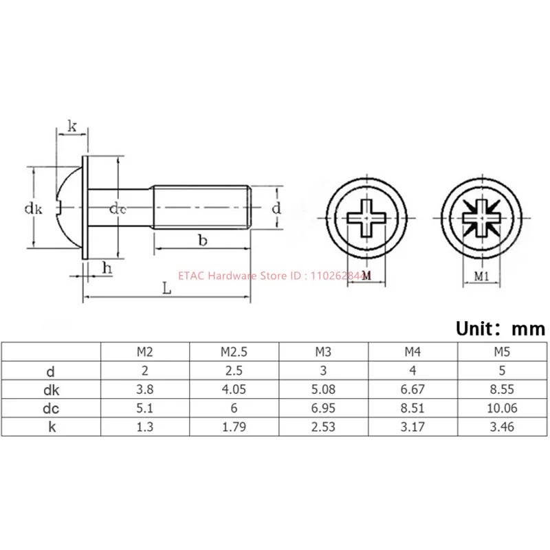 M1.4 M2 M2.5 M3 M3.5 M4 M5 M6 M8 DIN967 Stainless Steel PWM Cross Phillips Pan Round Head With Washer Padded Collar Screw Bolt