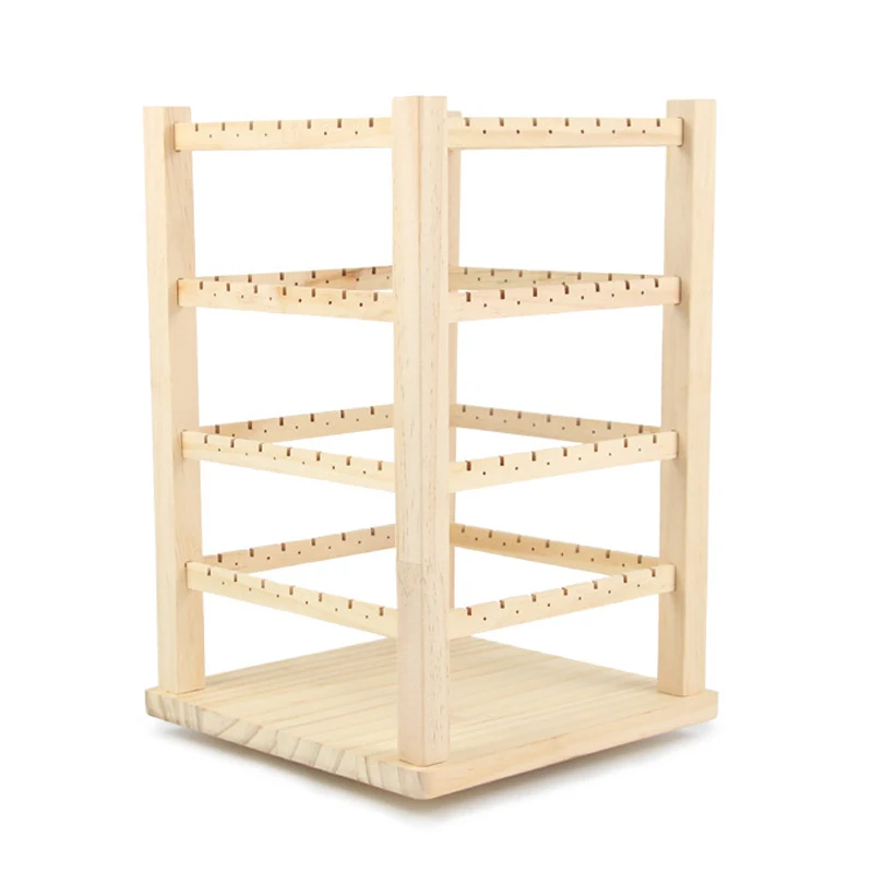 Rotating Earring Holder And Jewelry Organizer, 4 Tiers Jewelry Rack Display Classic Stand, 96 Holes And 112 Grooves