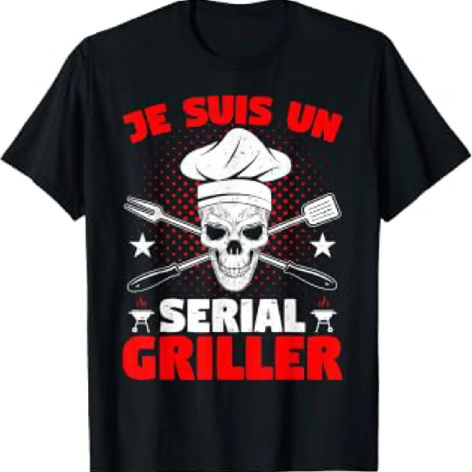Man Barbecue Bbq Grill Je Suis Un Serial Griller T Shirt Black S vintage Washed graphic Breathable Slightly Comfortable