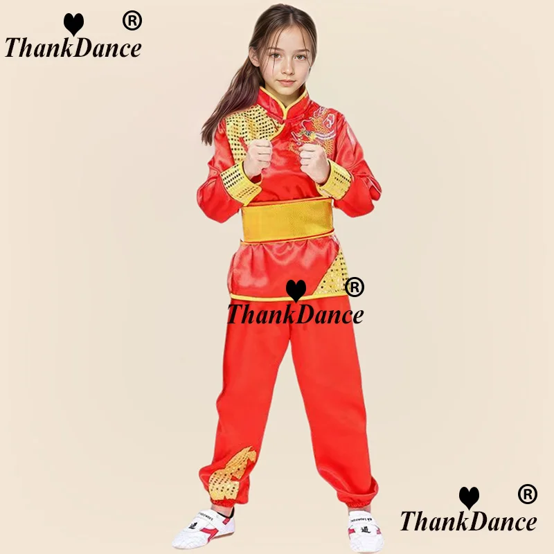 Bambini Cinese Tradizionale Wushu Costume Set di Abbigliamento di Scena Bambini Ragazzi Ragazze KungFu Vestito Tai Chi Arte Marziale Uniforme Abiti