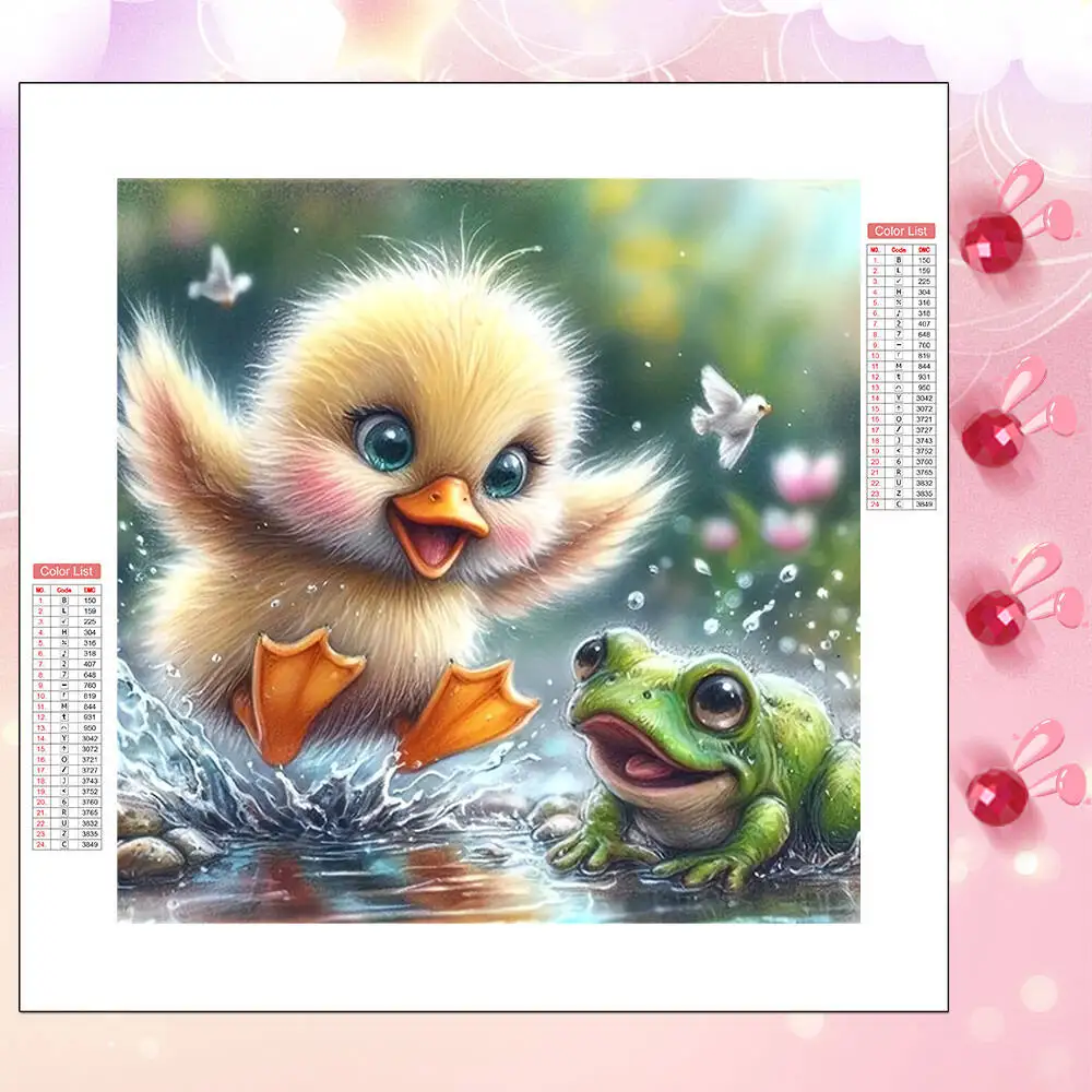 

HUACAN 5D Diamond Mosaic Duck Frog Bird Animal Full Square Round Diamond Painting Home Wall Decoration