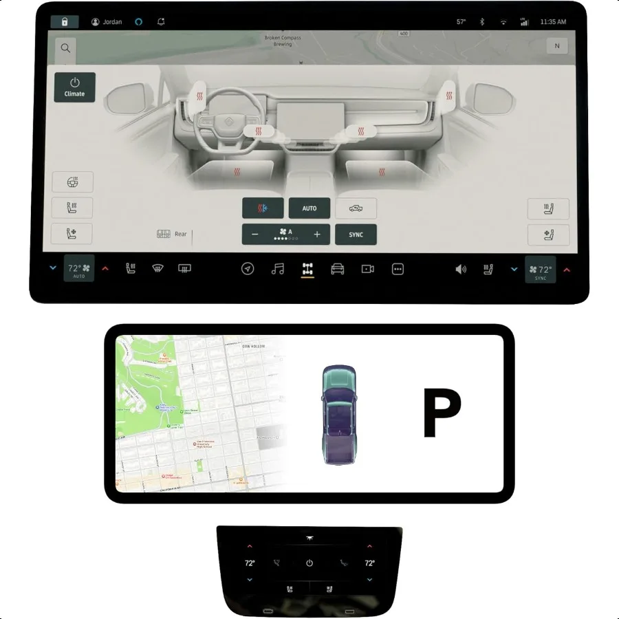 

Screen Protectors for Rivian R1S Rivian R1T Set of 3 Crystal Clear Gloss HD 9H Tough GPS Navigation Touch Display Protection Co