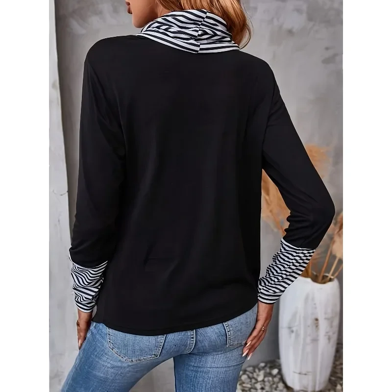 Большие размеры 1XL-5XL, новые женские повседневные модные футболки, водолазка с длинным рукавом, модная женская футболка одного цвета
